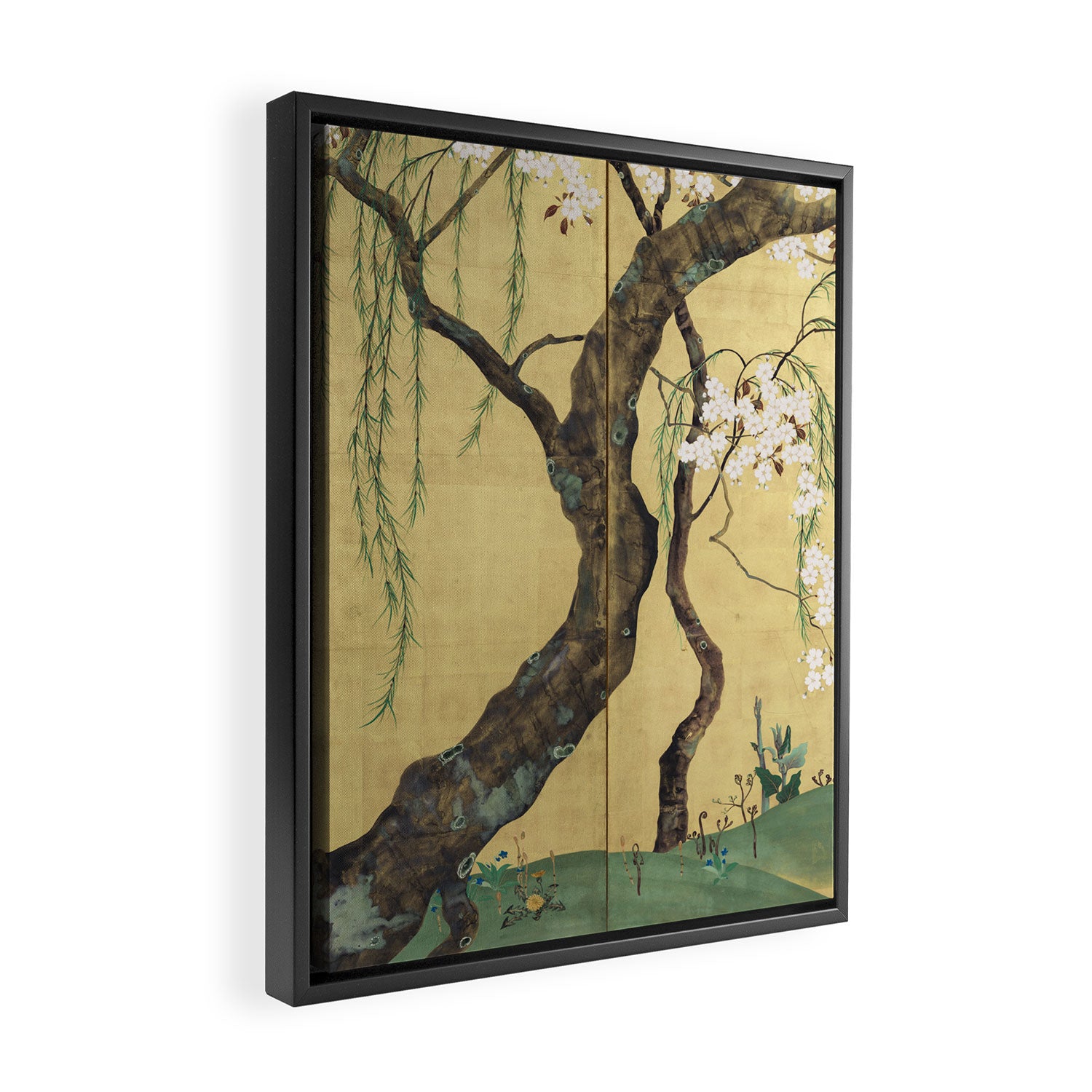 Cherry Tree Japanese Edo Period Six-Panel Gold Leaf Screen Framed Canvas Print Gallery Image 2