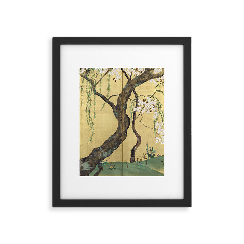 Cherry Tree Japanese Edo Period Six-Panel Gold Leaf Screen Framed Art Print Gallery Image 5
