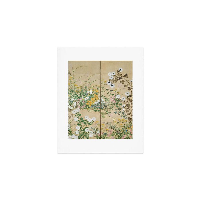 Japanese Edo Period Flowering Plants in Autumn - Ogata Korin Art Print Gallery Image 1