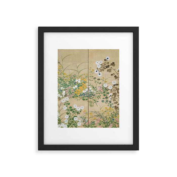 Japanese Edo Period Flowering Plants in Autumn - Ogata Korin Framed Art Print Gallery Image 1