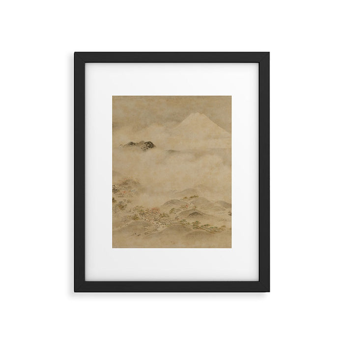 Japanese Edo Period Landscape Scroll of Mount Fuji - Kano Tanyu Framed Art Print Gallery Image 1