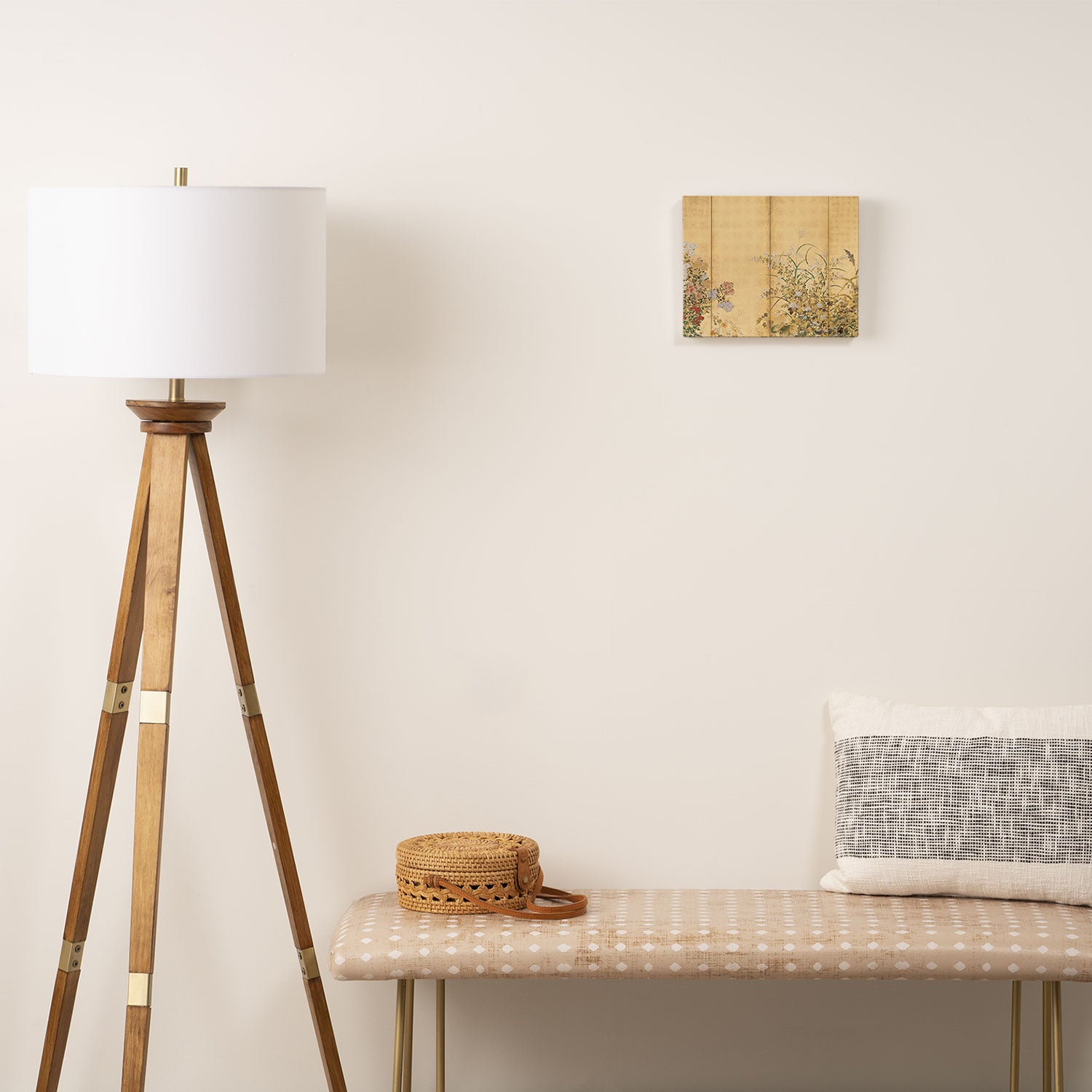 Japanese Edo Period Six-Panel Gold Leaf Screen - Spring and Autumn Flowers Canvas Print Gallery Image 2