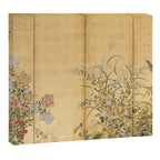 Japanese Edo Period Six-Panel Gold Leaf Screen - Spring and Autumn Flowers Canvas Print Gallery Image 12