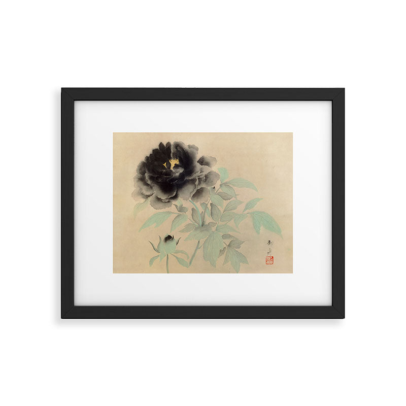 Japanese Showa Period Black Peonies - Gyoshu Hayami Framed Art Print Gallery Image 5