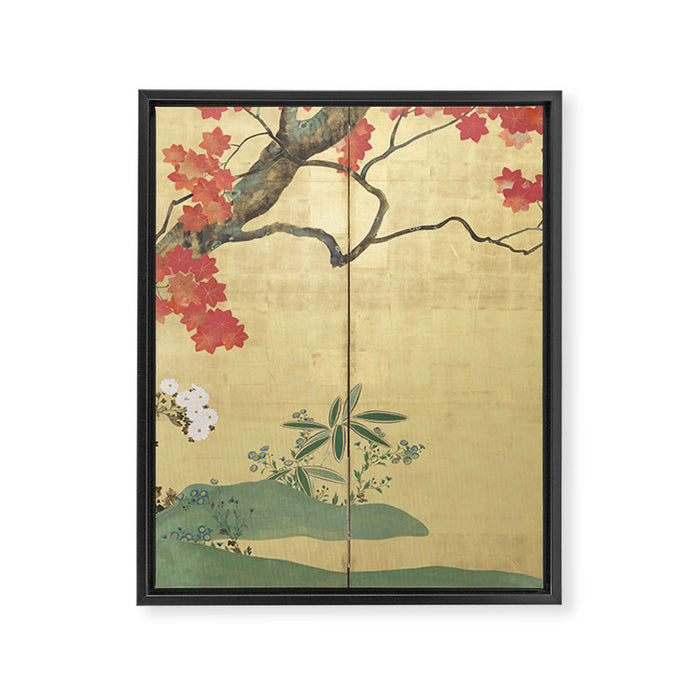 Maple Tree Japanese Edo Period Six-Panel Gold Leaf Screen Framed Canvas Print Gallery Image 1