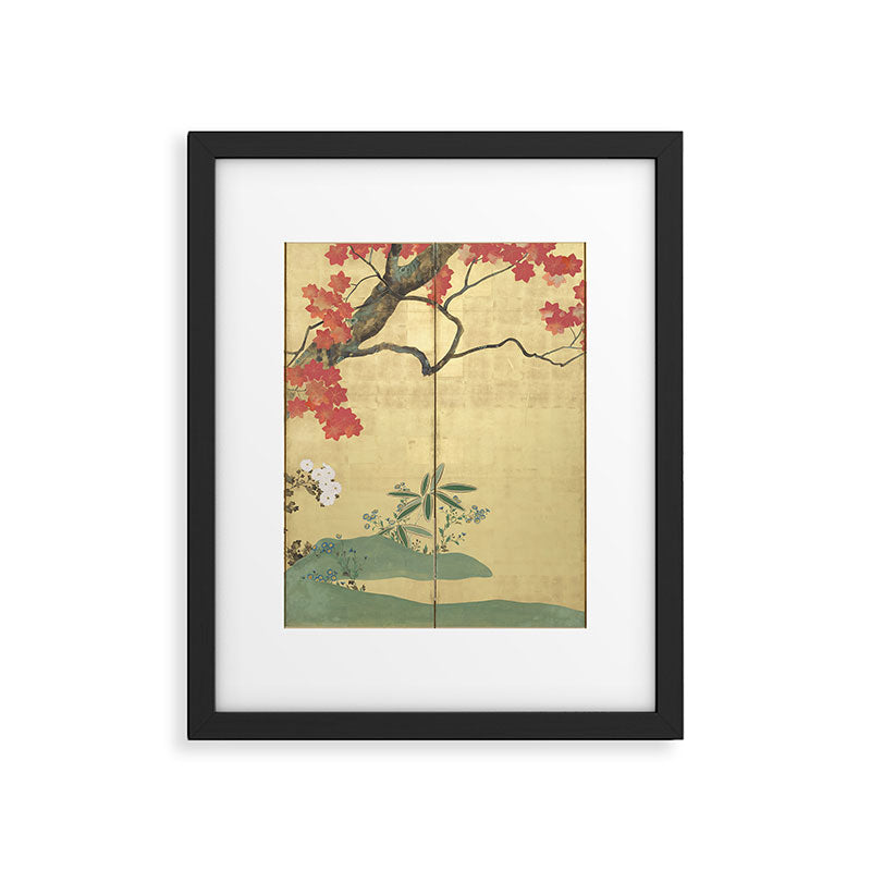 Maple Tree Japanese Edo Period Six-Panel Gold Leaf Screen Framed Art Print Gallery Image 5