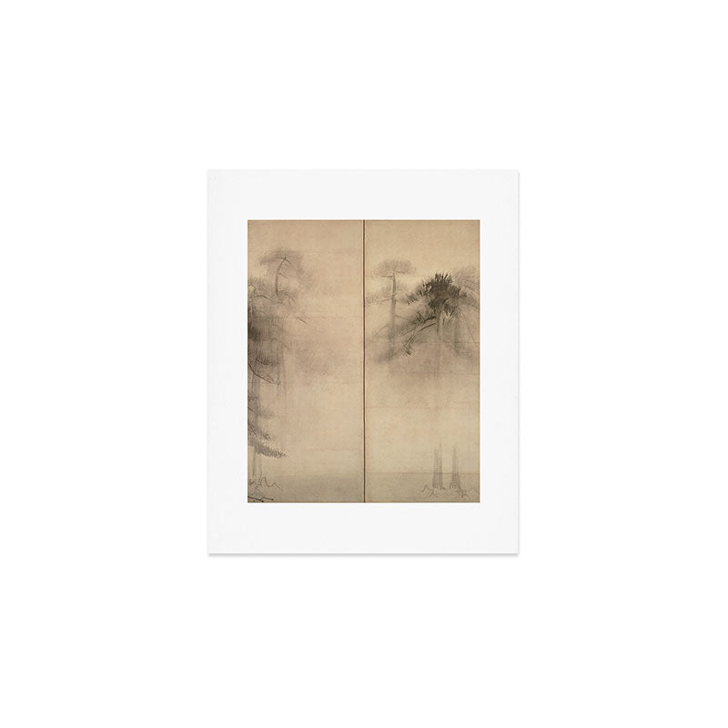 Pine Trees Six-Fold Azuchi-Momoyama Period Japanese Screen - Hasegawa Tohaku Art Print Gallery Image 1