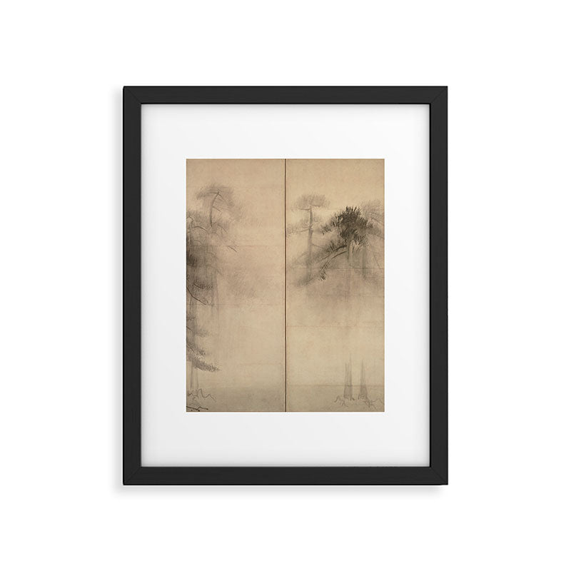 Pine Trees Six-Fold Azuchi-Momoyama Period Japanese Screen - Hasegawa Tohaku Framed Art Print Gallery Image 5