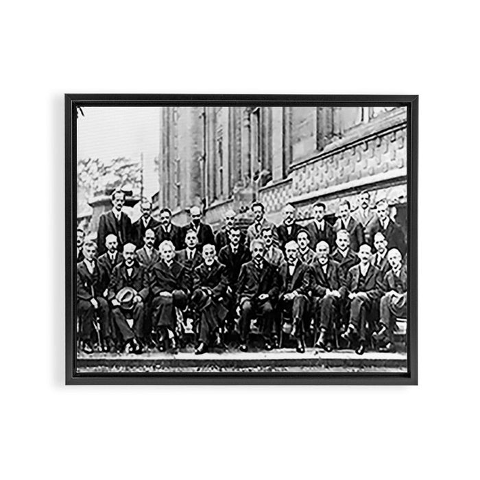 World-Renowned Physicists of 1927 at Solvay Conference Framed Canvas Print Gallery Image 1
