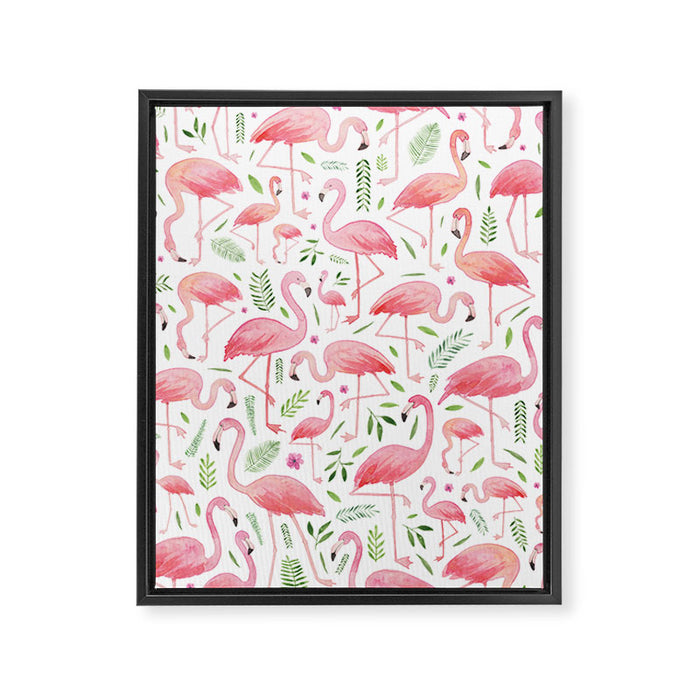 Flamingo Floral Pattern! Framed Canvas Print Gallery Image 1