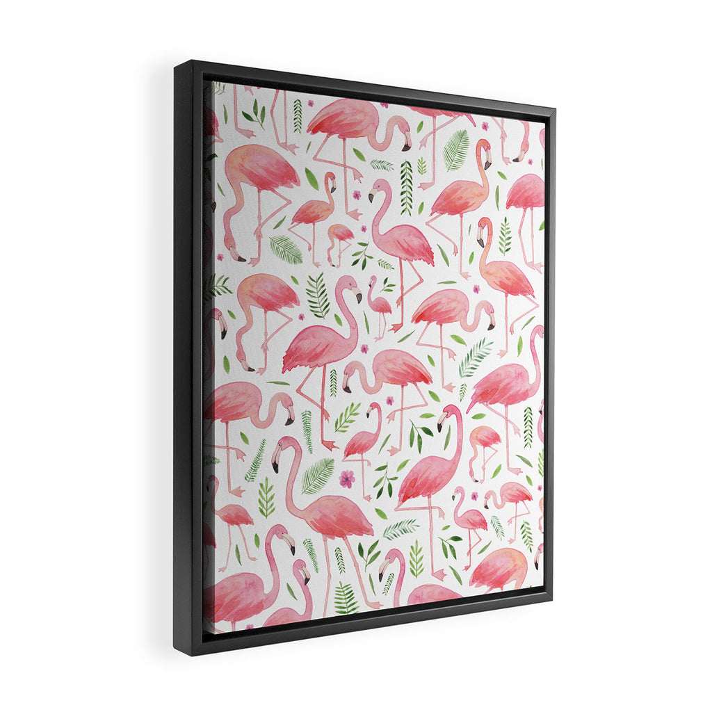 Flamingo Floral Pattern! Framed Canvas Print Gallery Image 2
