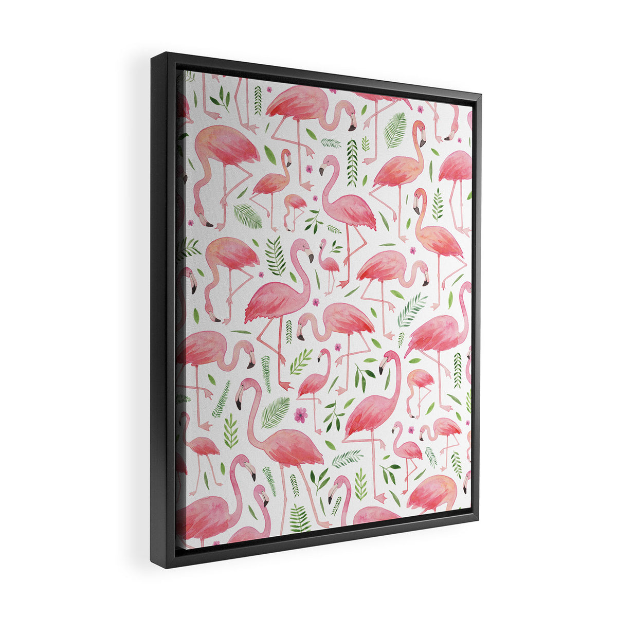 Flamingo Floral Pattern! Framed Canvas Print Gallery Image 2