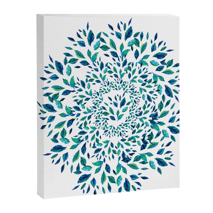 Blue Leaves Mandala Canvas Print Gallery Image 1