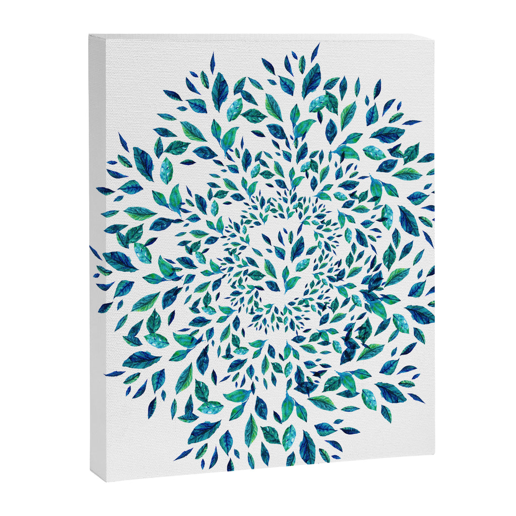 Blue Leaves Mandala Canvas Print Gallery Image 8