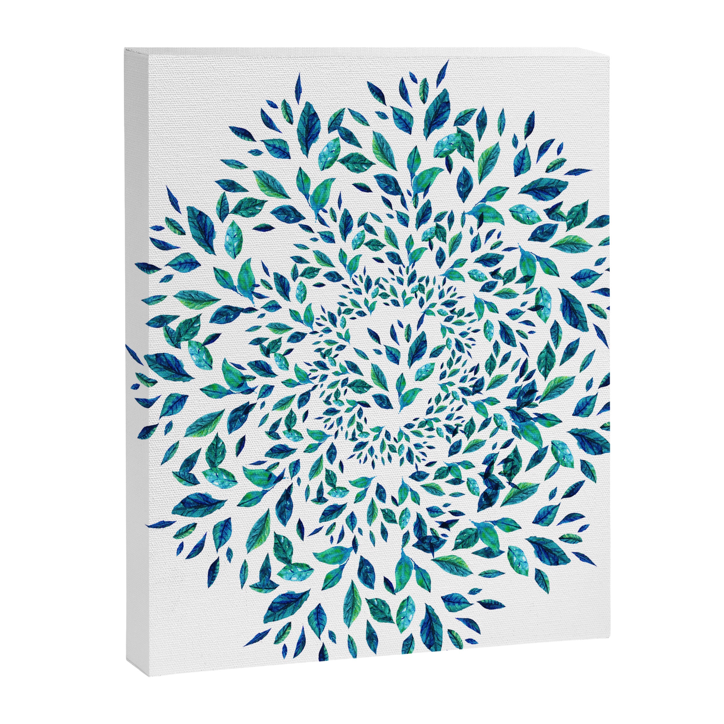 Blue Leaves Mandala Canvas Print Gallery Image 8