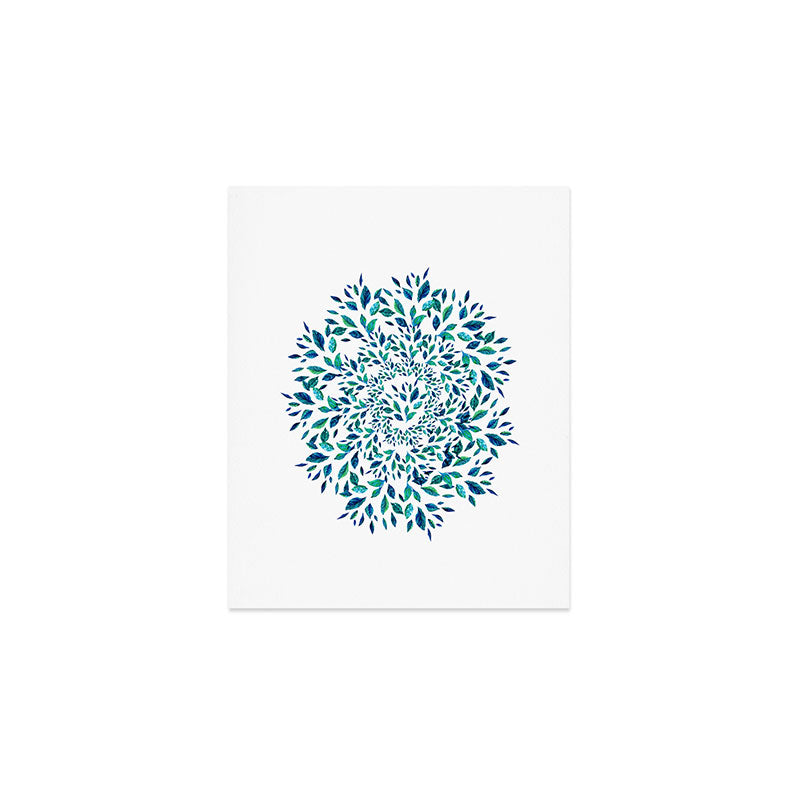 Blue Leaves Mandala Art Print Gallery Image 1