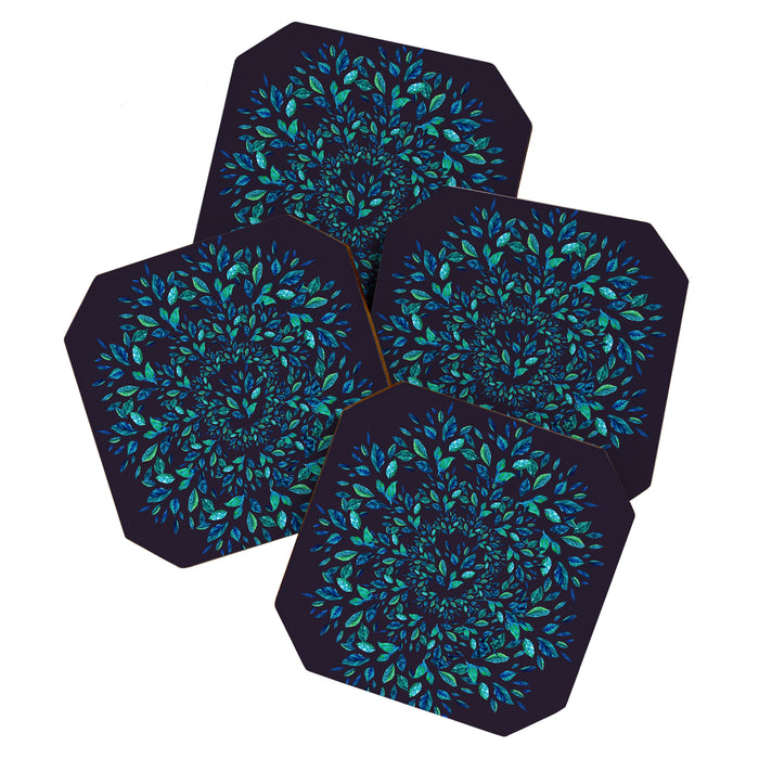 Blue Leaves Mandala Coaster Gallery Image 1