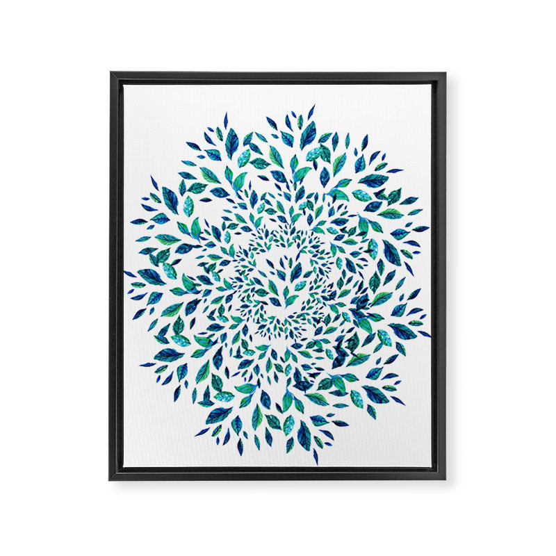 Blue Leaves Mandala Framed Canvas Print Gallery Image 8