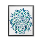 Blue Leaves Mandala Framed Canvas Print Gallery Image 8