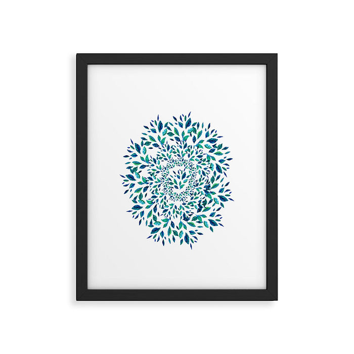 Blue Leaves Mandala Framed Art Print Gallery Image 1