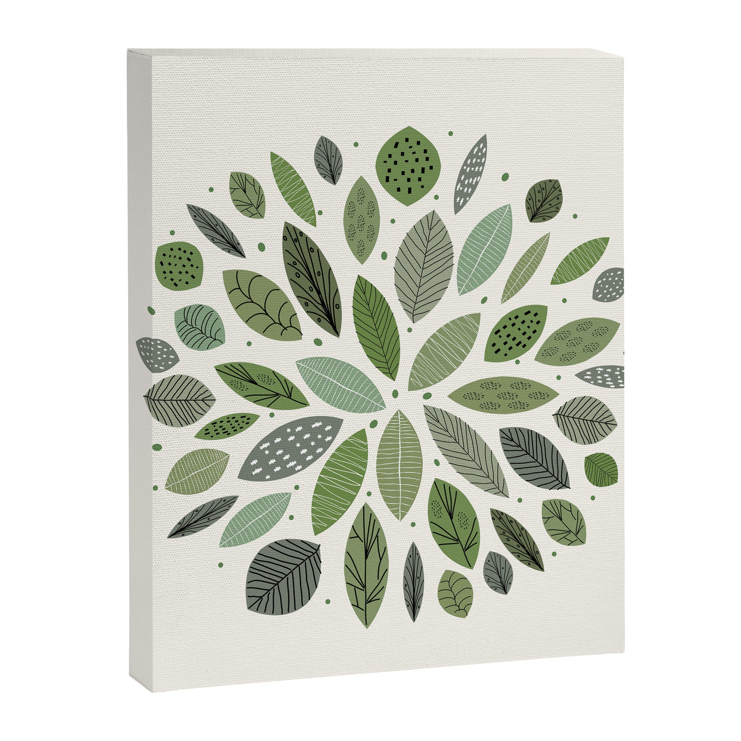 Mid-Century Green Leaves Canvas Print Gallery Image 8