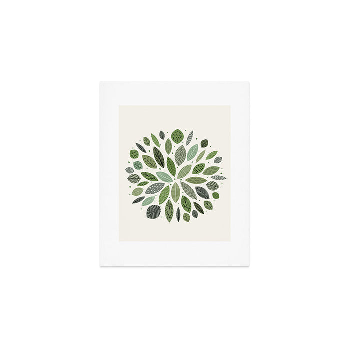 Mid-Century Green Leaves Art Print Gallery Image 1