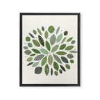 Mid-Century Green Leaves Framed Canvas Print Gallery Image 8