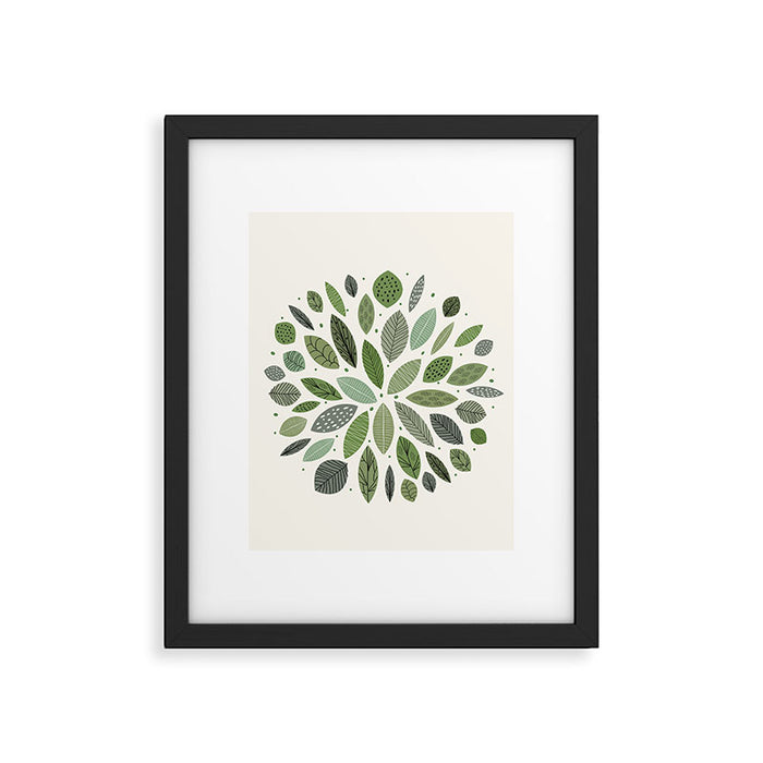 Mid-Century Green Leaves Framed Art Print Gallery Image 1