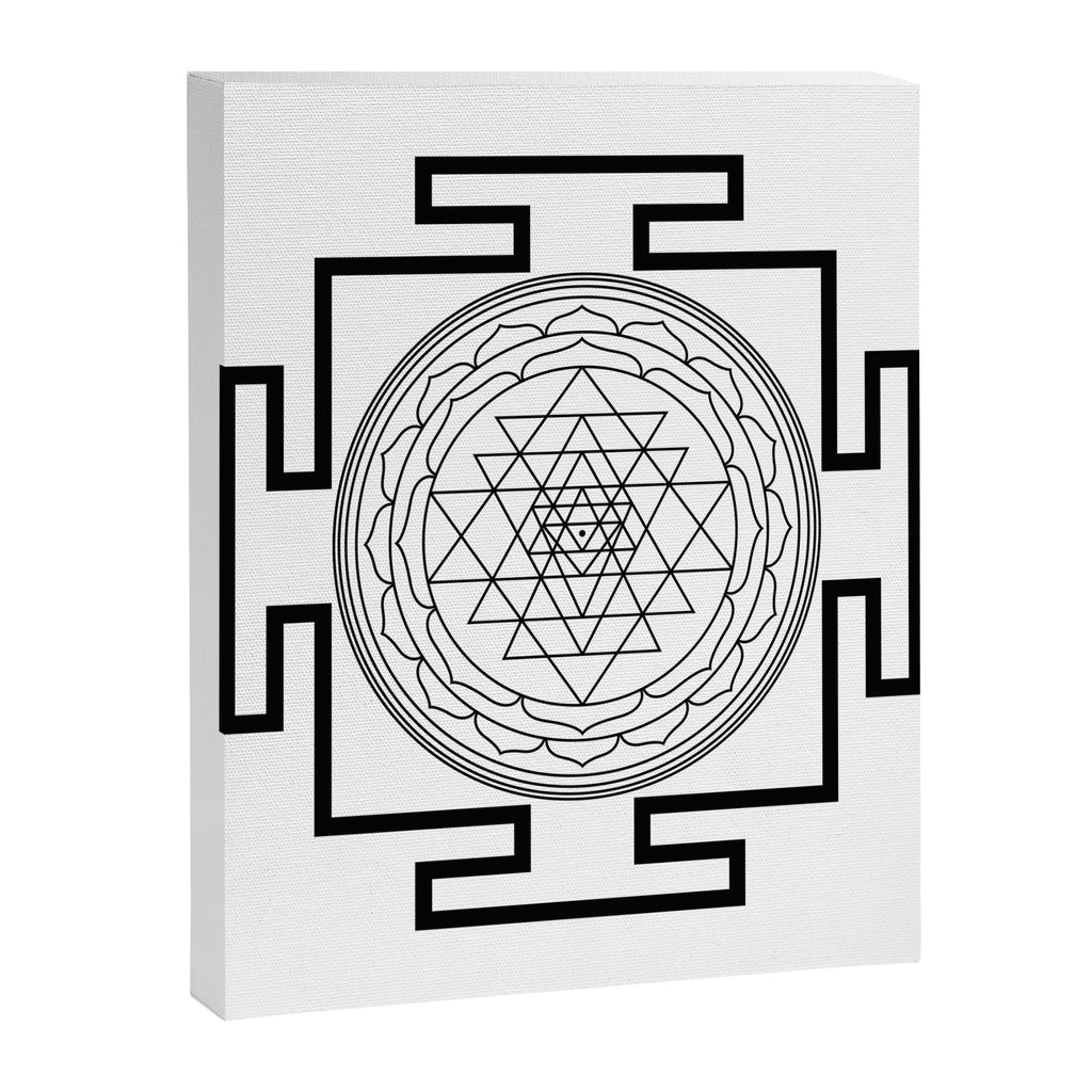 Shri Yantra in black and white Canvas Print Gallery Image 8
