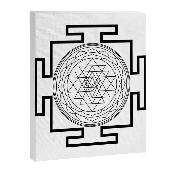 Shri Yantra in black and white Canvas Print Gallery Image 1