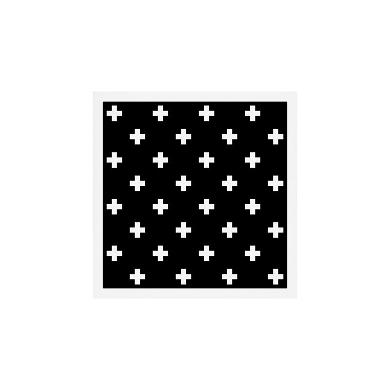 Swiss cross pattern white on black Art Print Gallery Image 1