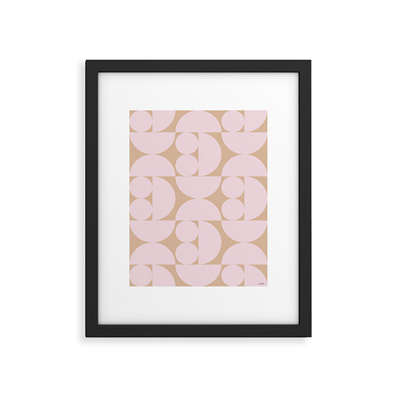 "Grapes and apple slices (pale pink)" Framed Art Print Gallery Image 1