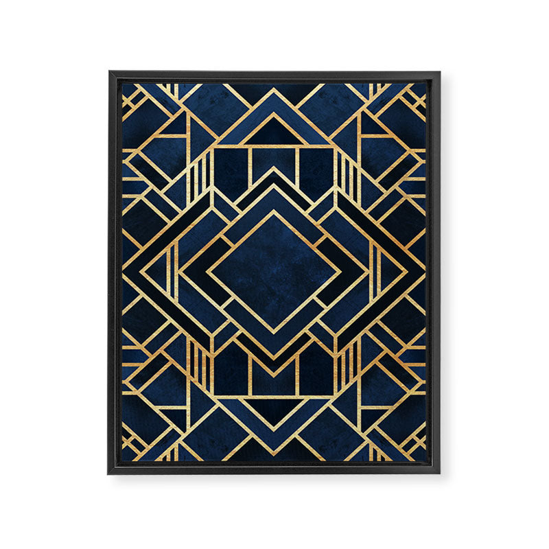 Art Deco Fancy Blue Framed Canvas Print Gallery Image 8