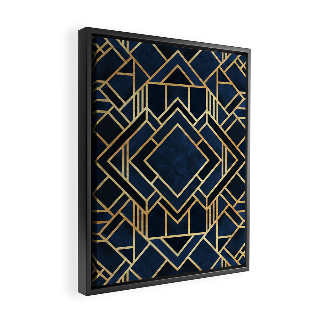 Art Deco Fancy Blue Framed Canvas Print Gallery Image 2