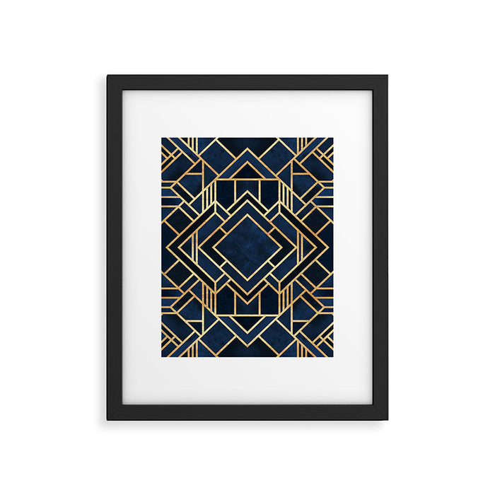 Art Deco Fancy Blue Framed Art Print Gallery Image 1