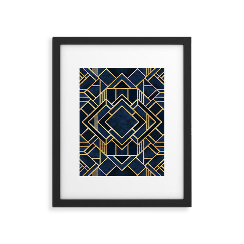 Art Deco Fancy Blue Framed Art Print Gallery Image 4