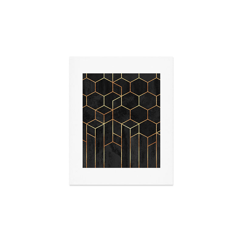 Black Hexagons Art Print Gallery Image 1