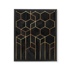 Black Hexagons Framed Canvas Print Gallery Image 8
