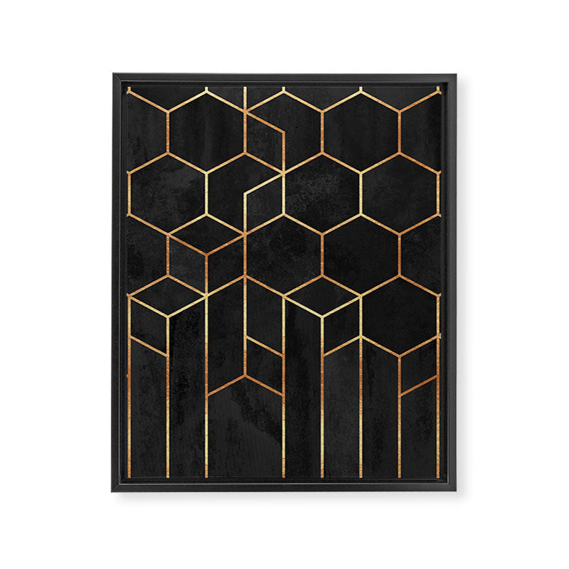 Black Hexagons Framed Canvas Print Gallery Image 8