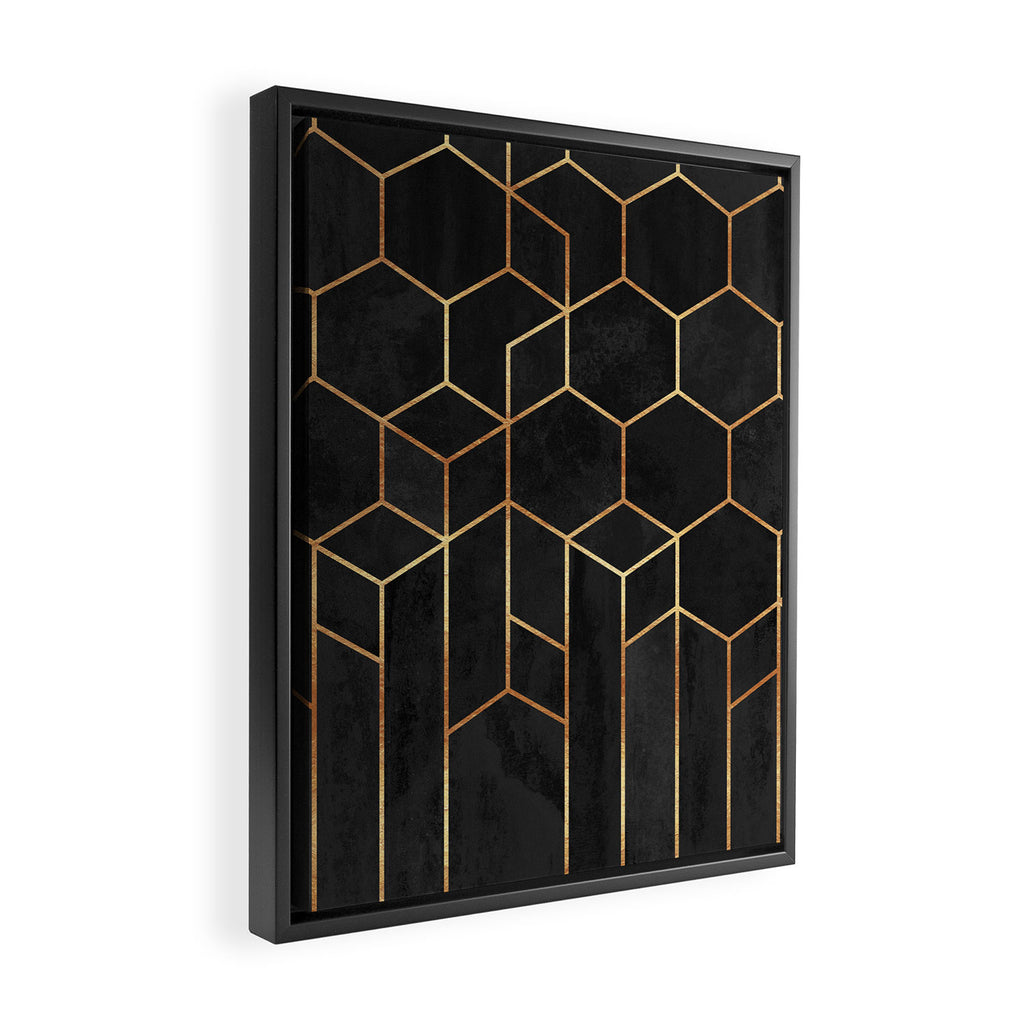 Black Hexagons Framed Canvas Print Gallery Image 2