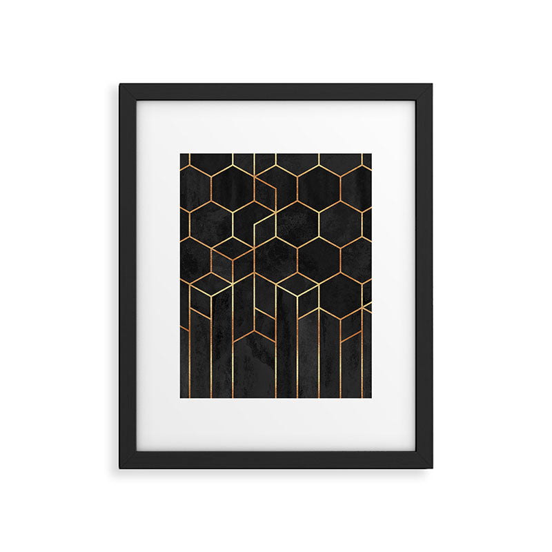 Black Hexagons Framed Art Print Gallery Image 6