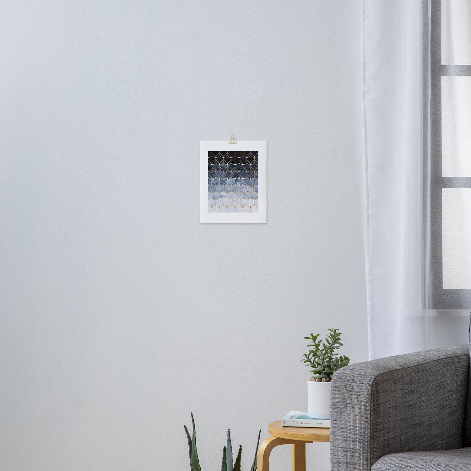 Blue Hexagons And Diamonds Art Print Gallery Image 3