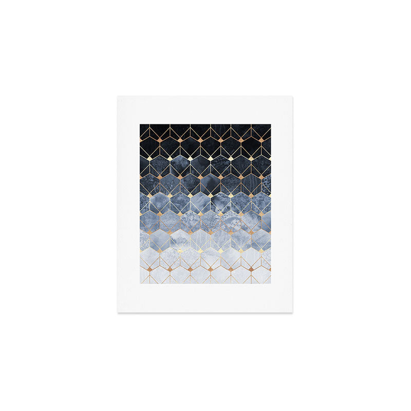 Blue Hexagons And Diamonds Art Print Gallery Image 1