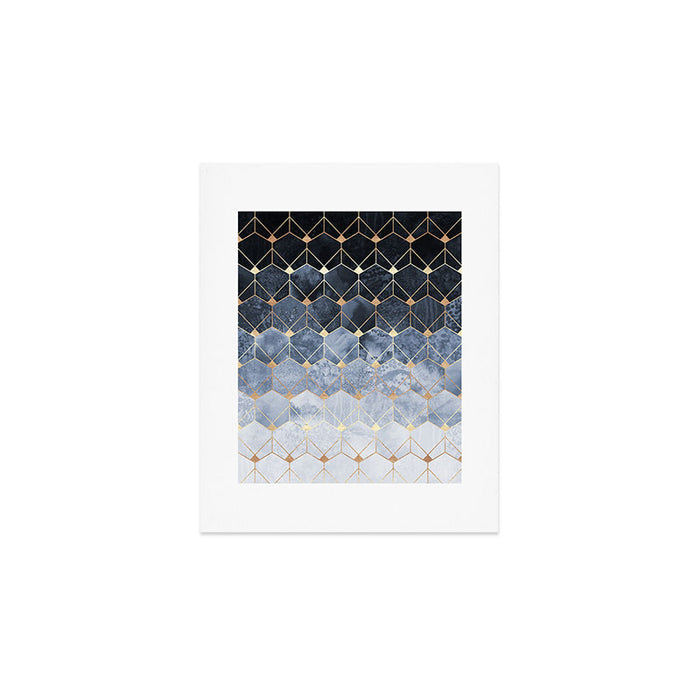 Blue Hexagons And Diamonds Art Print Gallery Image 1