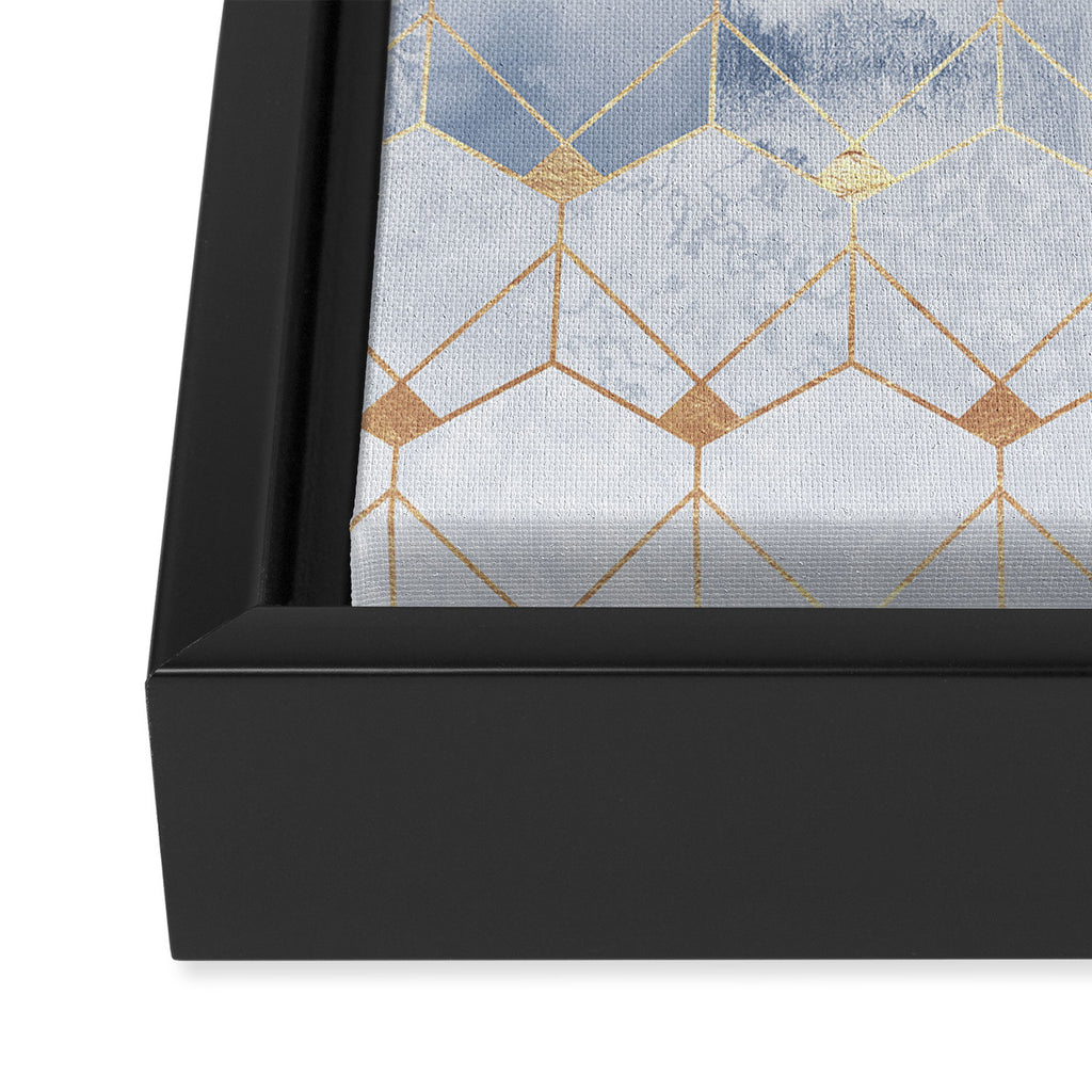 Blue Hexagons And Diamonds Framed Canvas Print Gallery Image 3