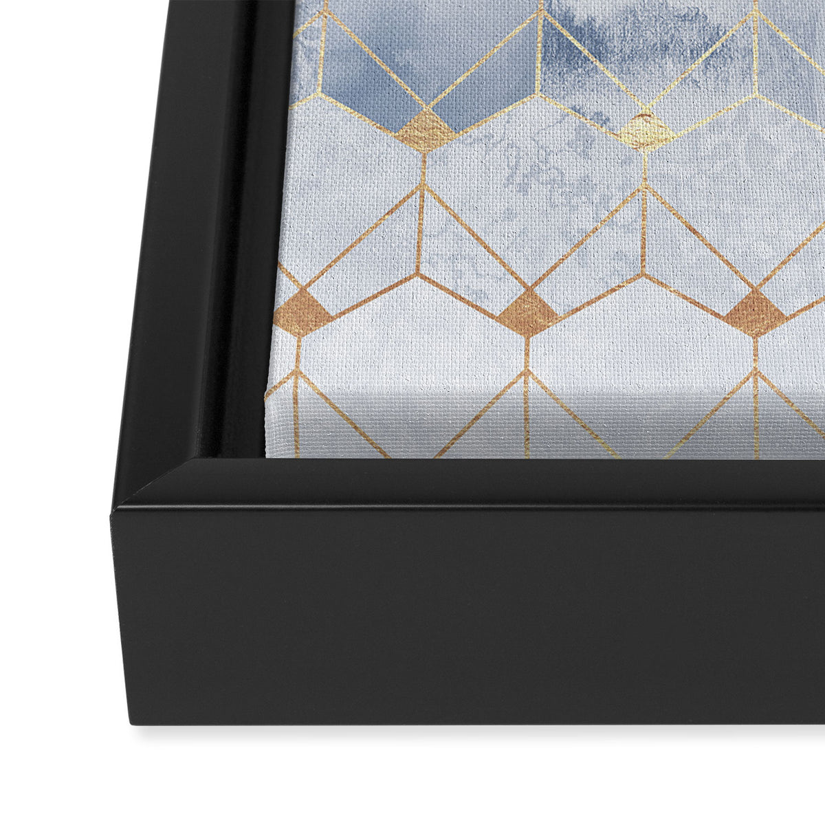 Blue Hexagons And Diamonds Framed Canvas Print Gallery Image 3