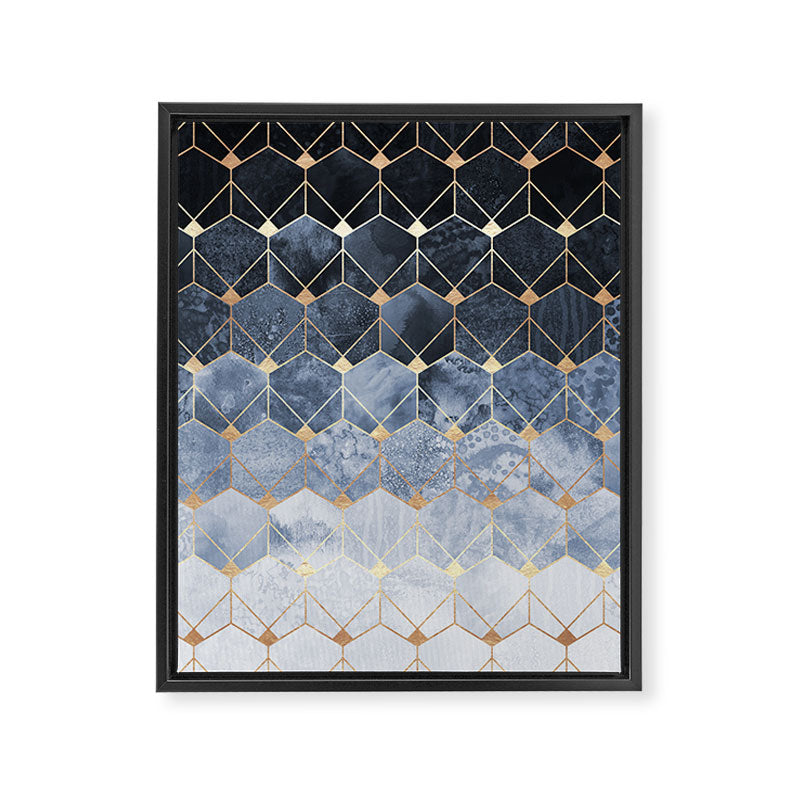 Blue Hexagons And Diamonds Framed Canvas Print Gallery Image 8