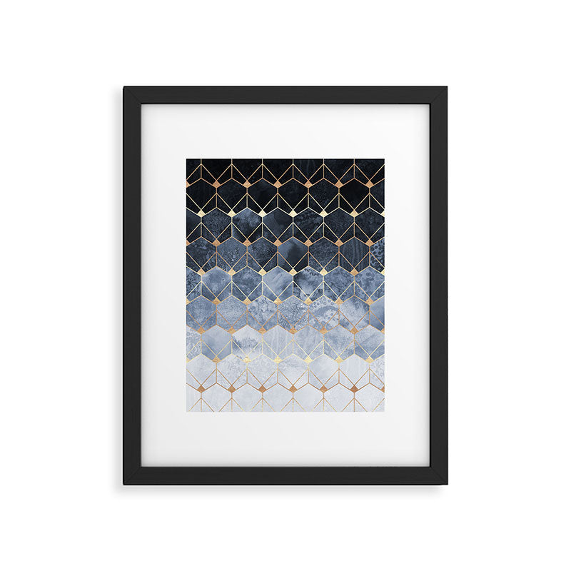 Blue Hexagons And Diamonds Framed Art Print Gallery Image 4
