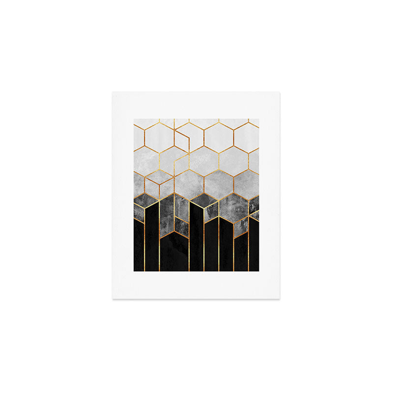 Charcoal Hexagons Art Print Gallery Image 1