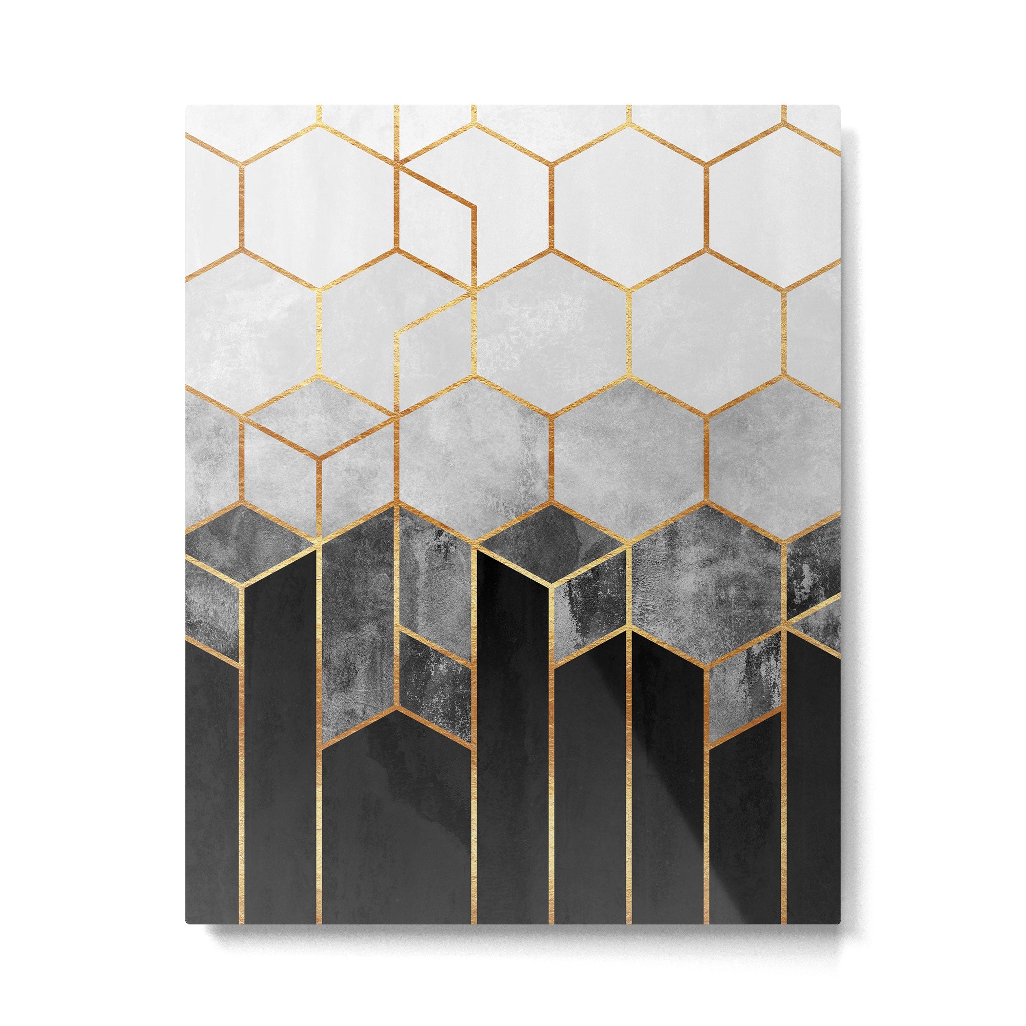 Charcoal Hexagons Metal Print Gallery Image 6